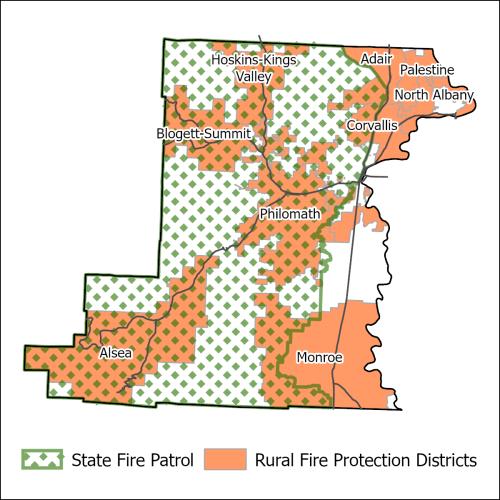 County map showing the fire patrol areas.