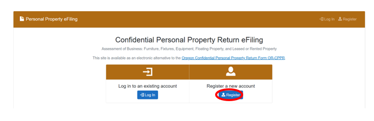 Image of registration page with register button circled red